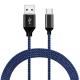 Blue Type C Fashion Braided Usb Cable Durable Nylon Braided Rapid Charging