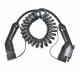 Coiled Spiral Type 1 To Type 2 EV Cable EVSE Charging Cable IP55
