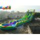 Customized Waterproof Outdoor Inflatable Water Slides With Pool in Green Blue Yellow