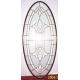 oval shape beveled glass panel with brass caming