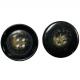 40L 4 Hole Semi Shiny Imitation Horn Button With Rim Black Color