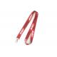 Logo Customized Red Dye Sublimated Lanyards Polyester Material With Thumb Trigger