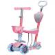 Kids 3-In-1 Scooter With Flashing Wheels Adjustable Parent Push Bar And Seat