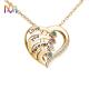 45cm Stainless Steel Heart Pendant Necklace With Birthstone Inlayed Engraving Jewelry Gifts