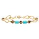 Gold Chain Link Blue Turquoise Magnetic Buckle Bracelet For Woman Fashion