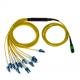 LSZH / PVC SM MPO To LC Fiber Optic Pigtail 12 Core