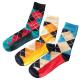 Fashionable terry knitted cotton socks in argyle diamond check design for business men