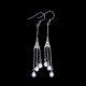 Tassel Sterling Silver Drop Earrings Eiffel Tower Shape Pendant With Pearl