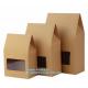 baguette brown kraft paper bag with clear window french bread paper bags,Printed Logo Flat Bottom Box Shape Plastic Kraf