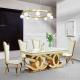 Golden Base 40mm Stainless Steel Dining Table 8 Seater Marble Dining Table