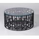 Black Metal Base Living Room Coffee Table With Clear Tempered Glass
