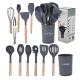 ANY Color Cooking Tools 12-Piece Silicone Kitchen Accessories with Wooden Handles