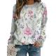Women'S Floral Sublimation Print Sweater Loose Vintage FLower Graphic Pullover Tops