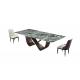 Square Ceramic Marble Top Dining Table With Stainless Steel Base Six To Eight Person Tables