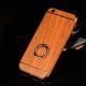 Hard PC Retro Wood Triple Plating Border Ring Buckle Bracket Cover Cell Phone Case Cover For iPhone 6 6s Plus