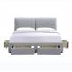 Light Grey Linen Tufted Storage Bed 180x200cm Double Air Bag Headboard With Four Drawers