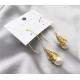 New Design Waterfresh Pearl Earrings Temperament Geometric Gold Color Metal Hoop Earrings Baroque Pearl Earring Women