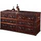 Full Top Genuine Leather Storage Trunk 1.7M Length 6 Drawers For Office / Home