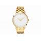 Gold Stainless Steel Minimalist Waterproof Watch Burshed And Polished Band