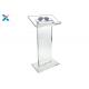 Clear Church Acrylic Display Stands Acrylic Lecterns And PodiumsHost Desk With Shelf