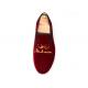 OEM Mens Velvet Loafers Embroidered Flat Casual Shoes Male Footwear For Party