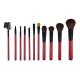 11 Pcs Synthetic Hair Red Natural Makeup Brush Set With Aluminum Ferrule