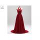 Red Long Tail Stunning Ball Gown Dresses Stretch Fabric Special Hang Neck