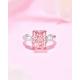 18k White Gold Synthetic Diamond Ring Large Size 4.31ct Fancy Pink Radiant Cut Diamond