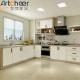 Drawer Slide Kitchen Cabinet with Adjustable Island in Black and White Sunmica Design