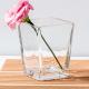 Clear Home Decoration Glass Machine Made Square Tapered Glass Vases 4.65 Inch Tall