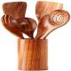 CU Wooden Spoon Spatula Set , Toxinfree Wooden Utensil Set With Holder