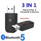 TV PC Wireless USB Bluetooth Adapter 5.0 with 3 in 1 Audio Receiver Transmitter 3.5mm