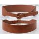 Wide Ladies PU Belts With PU Covered Pin Buckle In Tan & Black Colors