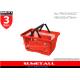 Red Plastic Shopping Baskets With Handles 28L For Grocery Store 480 X 320 X 270mm