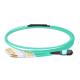 3m (10ft) MPO Female to 6 LC UPC Duplex OM3 50/125 Multimode Fiber Breakout Cable, 12 Fibers, Type B, Elite, LSZH, Aqua