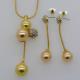 luxury Simple Trendy Jewelry Set Rhinestone Necklace pendant Earrings 18K Real Gold Plated