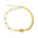14K Gold Plated Knot Charm Wristband Adjustable Chain Bracelet For Girl