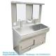 Hand Washing Sink Wash Basin With Automatic Sensor And Mirror Customized Scrub Sink Induction Pedal Operated