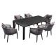 Rope And Aluminum Outdoor 6 Seater Garden Table And Chairs