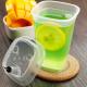 Square PP 400ml disposable plastic cup for fruit milk tea plastic drinking cup