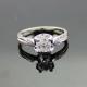 White Gold Plated 925 Silver Engagement Ring with CZ Diamonds(F12)