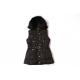 Black Ladies Longline Padded Gilet Fur Lining 100% Polyester