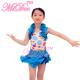2 in 1 Colorful Kids Dance Clothes Cutie Cercle Confetti Bodice Halter Neck Leotard Tiered Ruffle Skirt