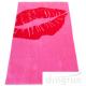 Pink Color Oversized Summer Kiss Beach Bath Towels Full Printing Pure Cotton