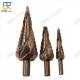 4-32mm 15 steps 1/4 triangle shank sprial flute hss M2 step drill bit for metal hole drilling