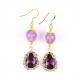 Handmade Gemstone Earrings Naturala Amethyst Beaded Pendant Earrings Healing Amethyst Crystal Stone  Earrings