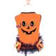 Satin Ribbon Bow Halloween Pet Dress Round Neck Design Pumpkin Dog Dress