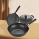 Black Flat Bottom Cooking Frying Non Stick Cast Iron Cooking Set
