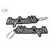 Heat Cut Border Letter Custom Embroidered Key Tags With Metal Ring Accessory