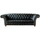 Black Leather Chesterfield Style Couch Sofa For Hotel Restaurant Salon Club Home